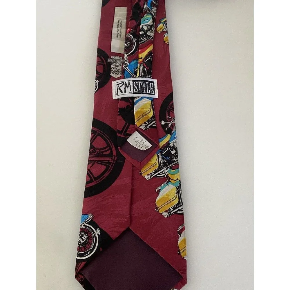 Harley Line Up 1993 Harley Davidson Ralph Martin 100% Silk‎ Neck Tie Vintage 4